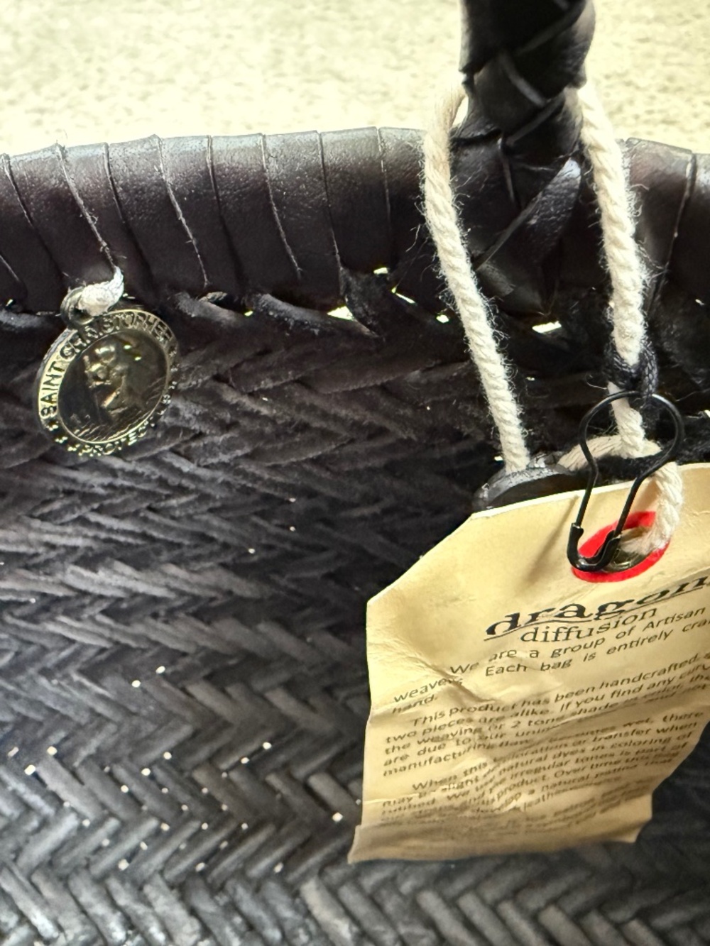 Dragon Diffusion handwoven black leather Triple Jump tote, size Small, NWT - Picture 3 of 13